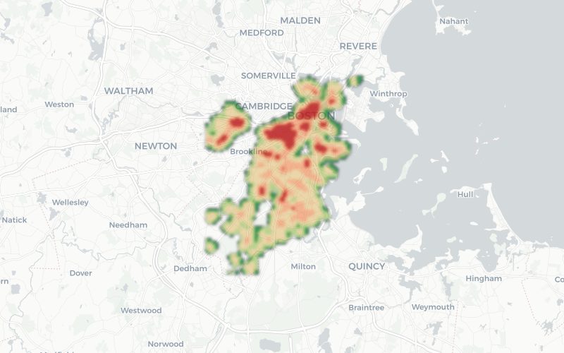 Noise heatmap preview of Boston