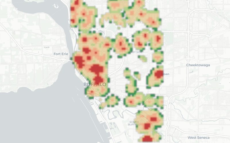 Noise heatmap preview of Buffalo