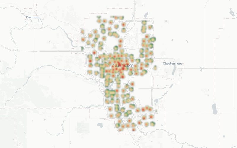 Noise heatmap preview of Calgary