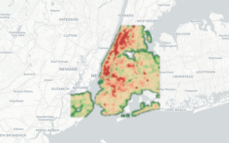 Noise heatmap preview of New York City